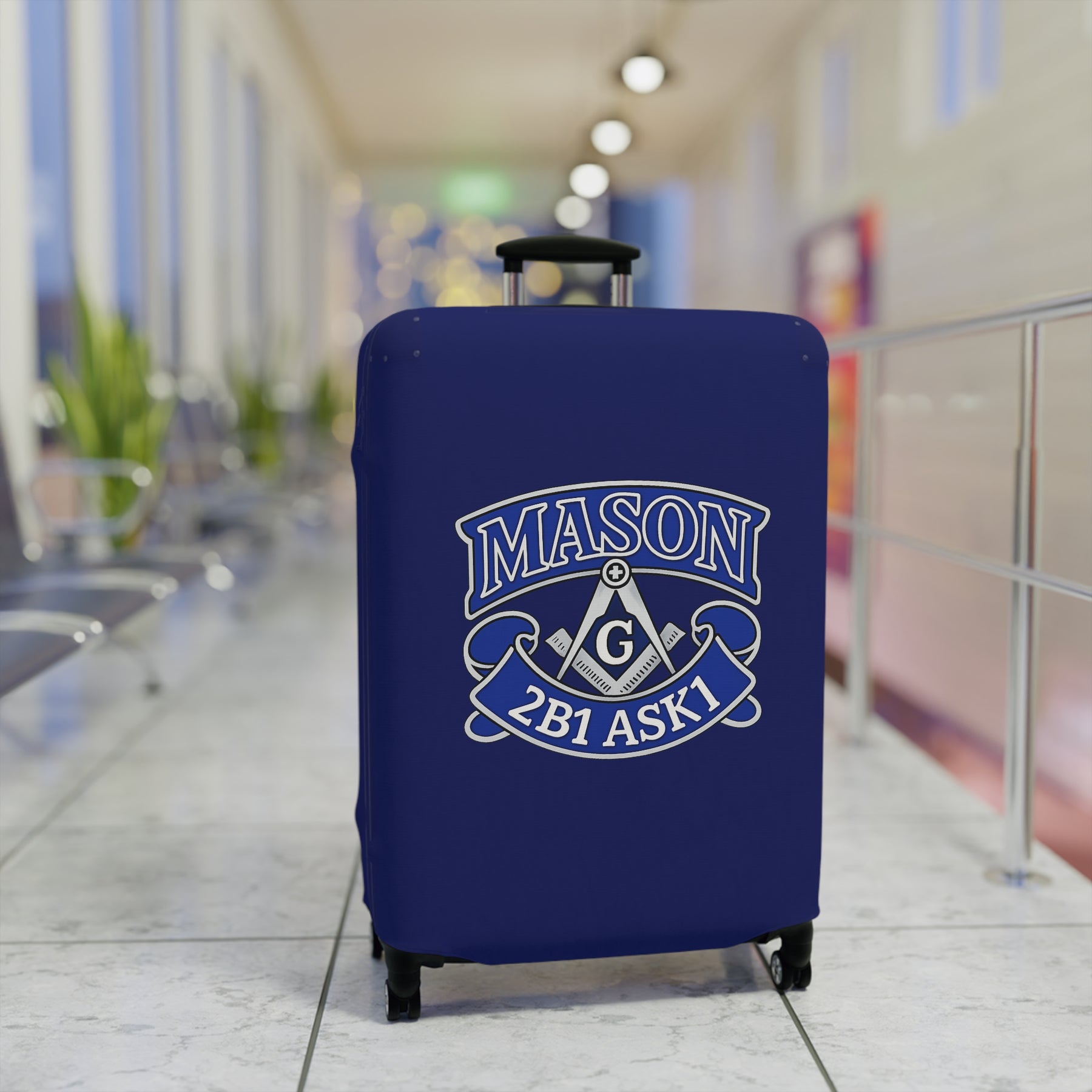 Master Mason Blue Lodge Luggage Cover - 2B1 ASK1 Square & Compass G Emblem