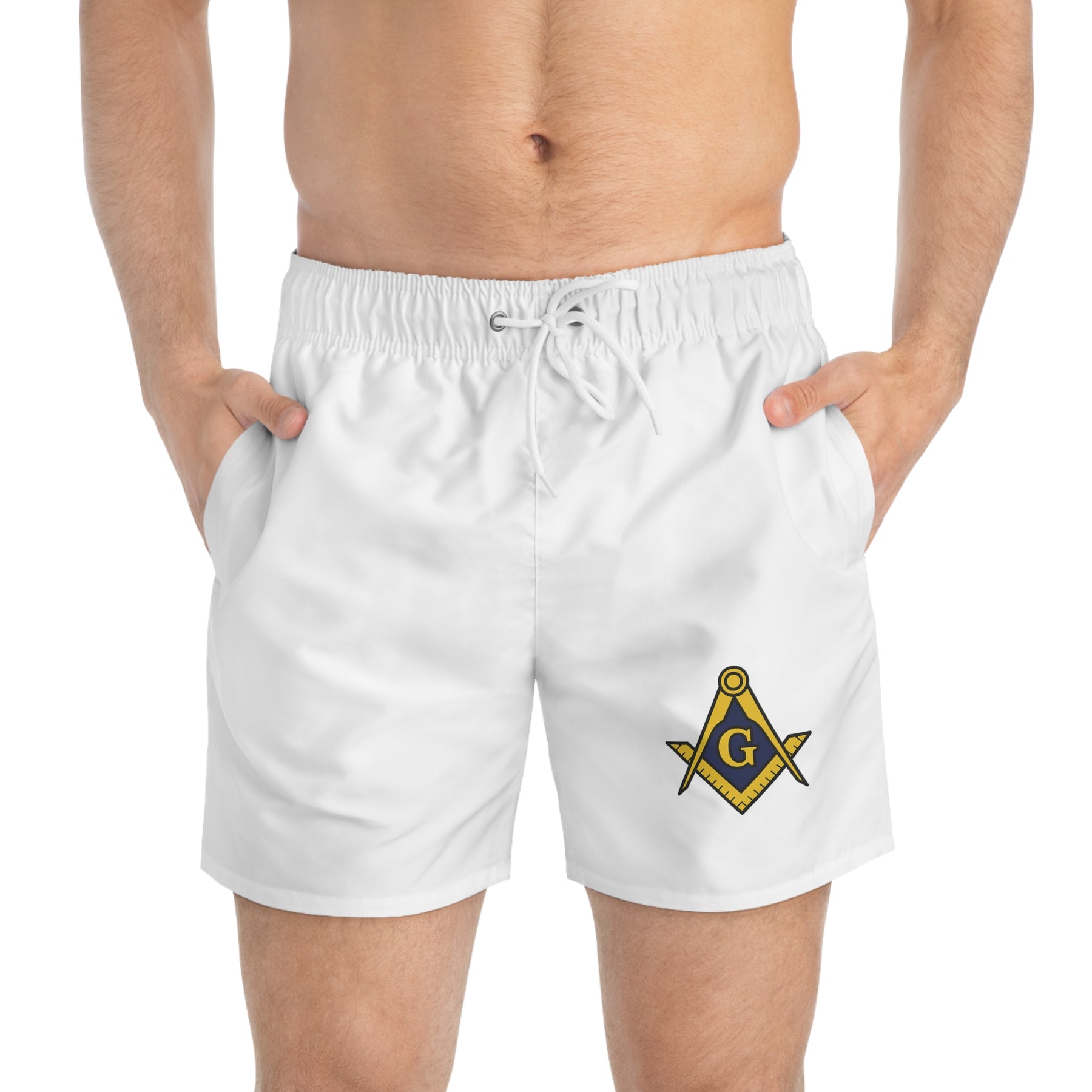 Master Mason Blue Lodge Short - Square & Compass G  Swim Trunk - Bricks Masons