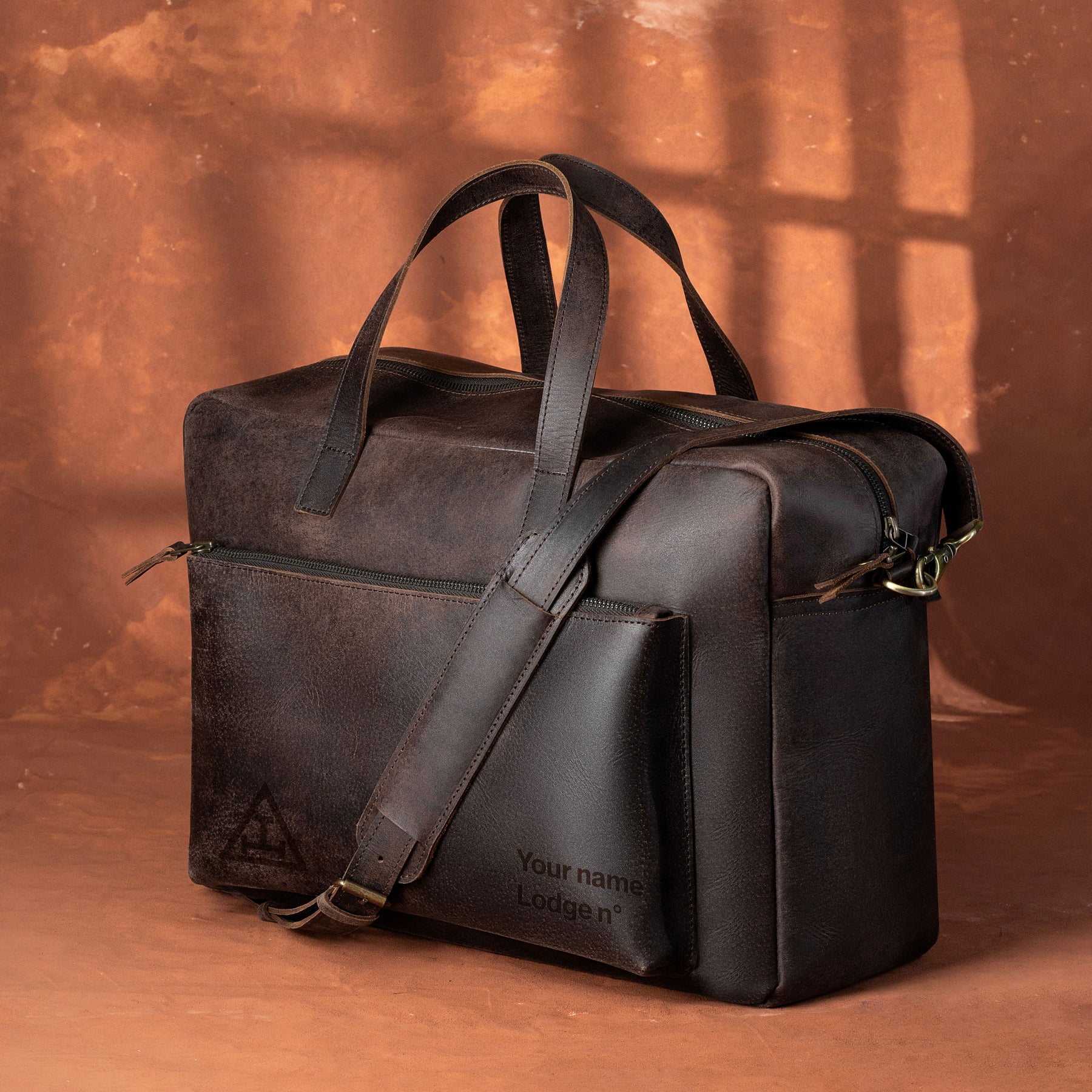 Royal Arch Chapter Briefcase - Dark Brown Cow Leather - Bricks Masons
