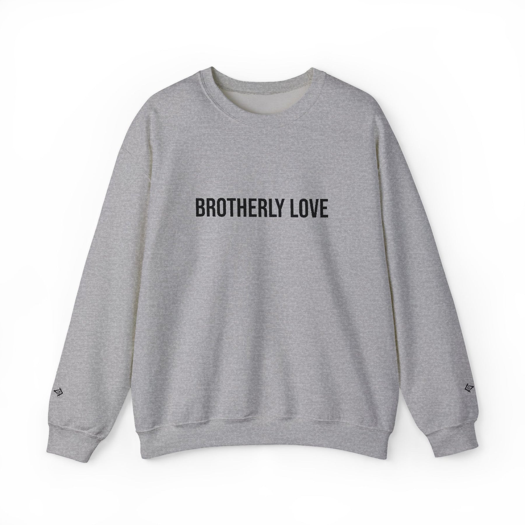 Master Mason Blue Lodge Sweatshirt - Brotherly Love Front & Sleeves Embroidery - Bricks Masons