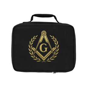 Master Mason Blue Lodge Lunch Bag - Gold Square & Compass G with Wreath - Bricks Masons