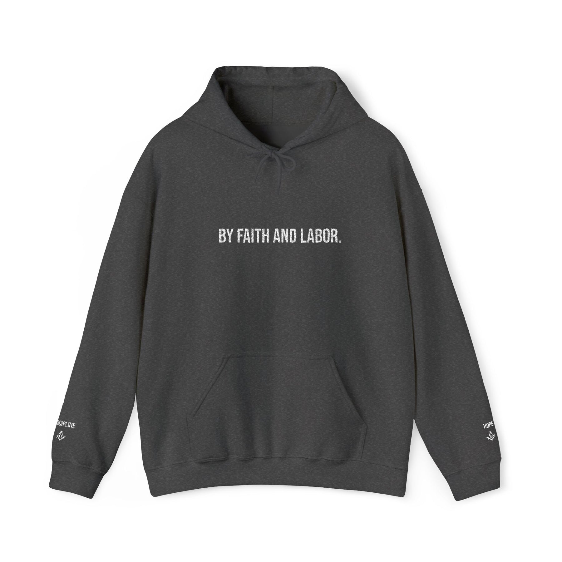 Master Mason Blue Lodge Hoodie - By Faith And Labor with Square & Compass G Embroidery - Bricks Masons