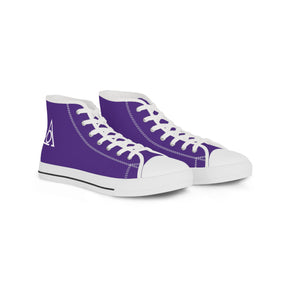 LOCOP Sneaker - High Top Black & White Purple Canvas White Emblem - Bricks Masons