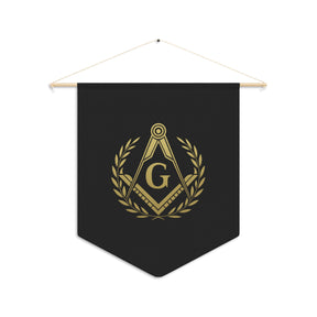 Master Mason Blue Lodge Pennant - Square & Compass G with Wreath - Bricks Masons