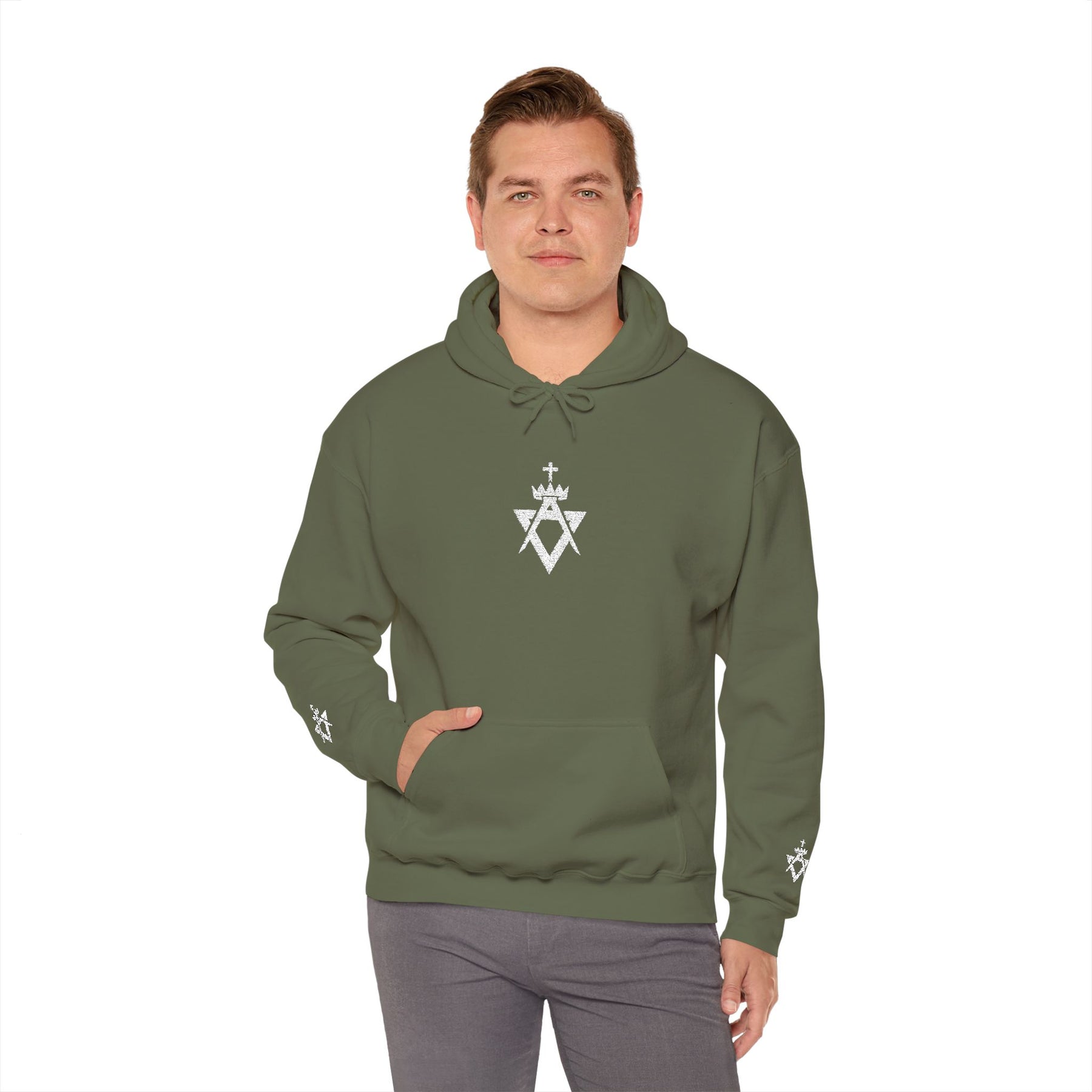 Allied Masonic Degrees Hoodie - Soft Cotton Poly Blend Embroidered Front Motif - Bricks Masons