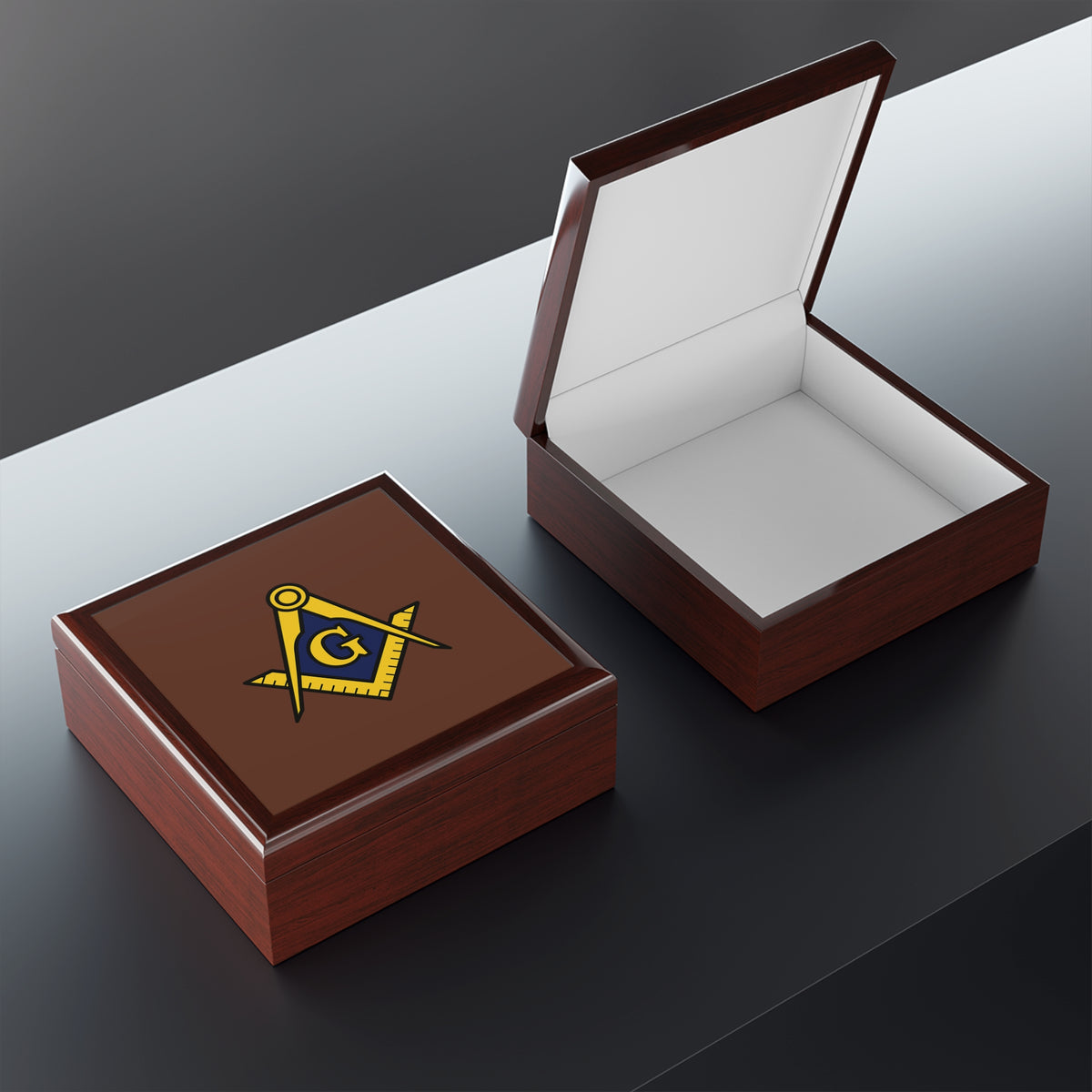 Master Mason Blue Lodge Jewelry Box - Square & Compass with G Emblem