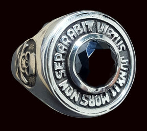 Masonic Ring Virtus Junxit Stone Silver Freemasonry Art 76 - Bricks Masons