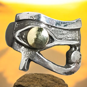 Horus Eye Ring Silver And Duble Gold 8 Gr 1.5 X 2 Cm Art 767 - Bricks Masons