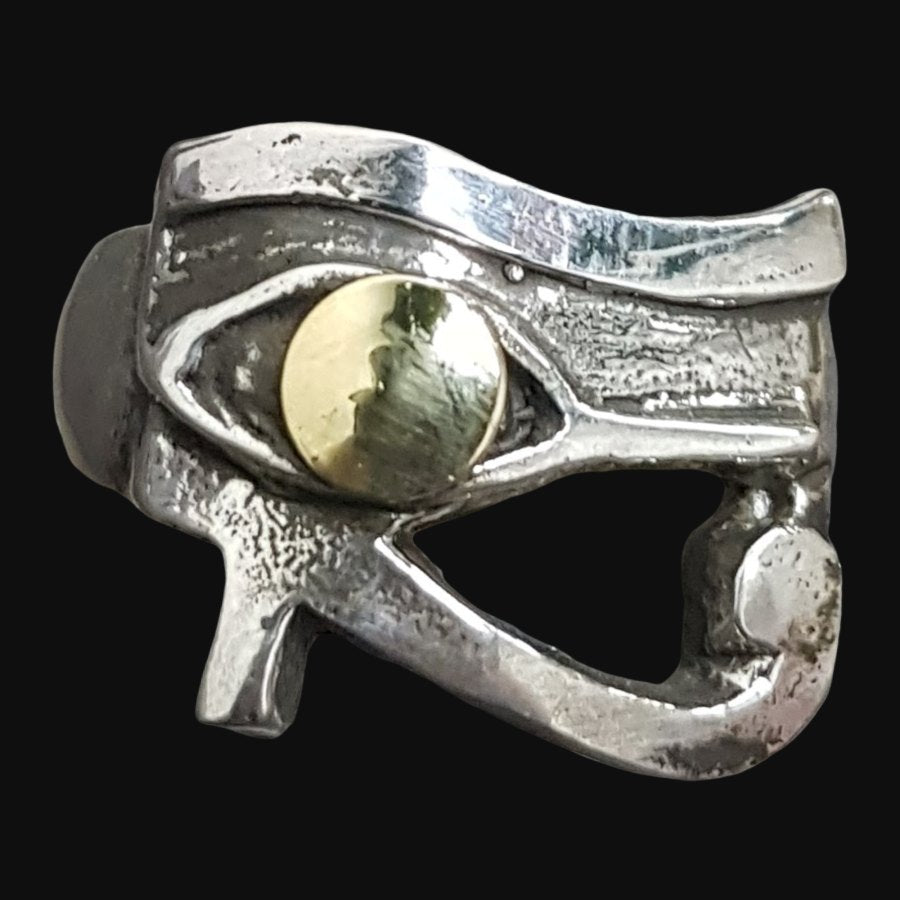 Horus Eye Ring Silver And Duble Gold 8 Gr 1.5 X 2 Cm Art 767 - Bricks Masons