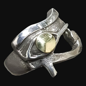 Horus Eye Ring Silver And Duble Gold 8 Gr 1.5 X 2 Cm Art 767 - Bricks Masons