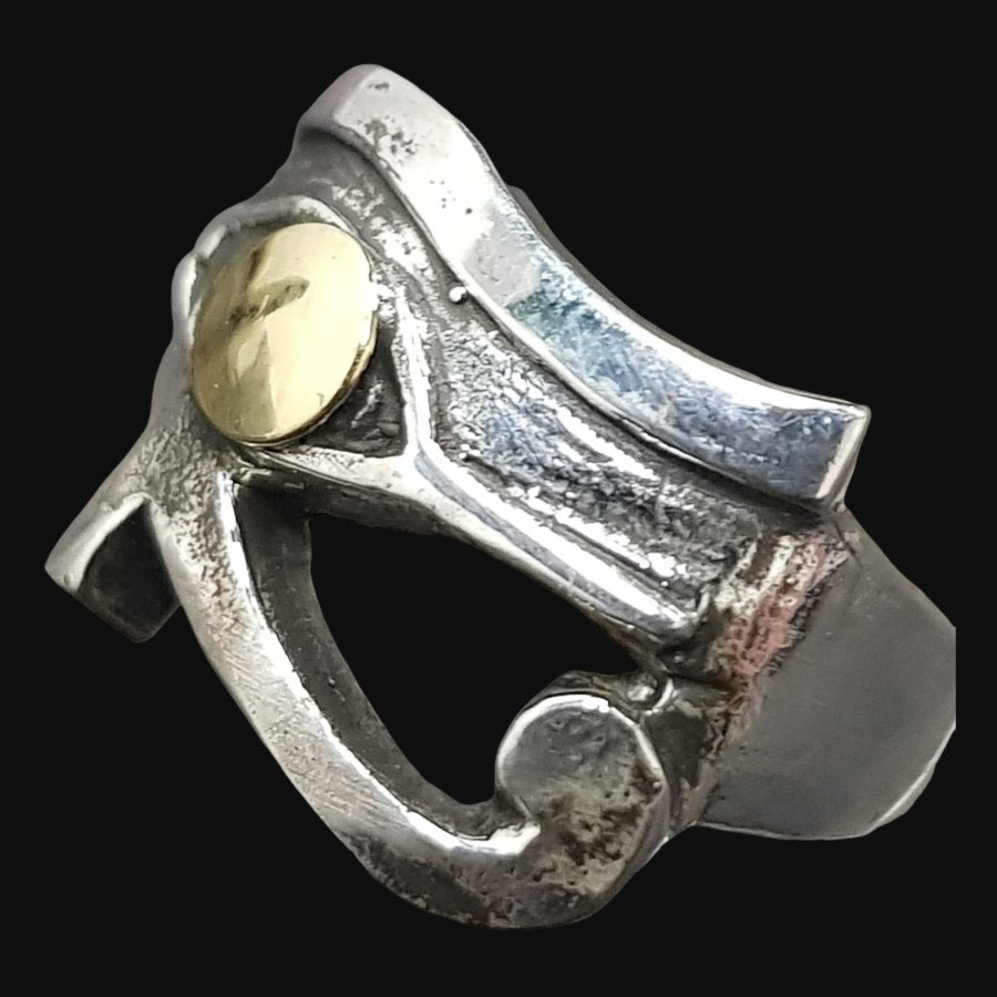 Horus Eye Ring Silver And Duble Gold 8 Gr 1.5 X 2 Cm Art 767 - Bricks Masons