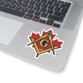 Master Mason Blue Lodge Canada Jurisdiction Sticker Decal - Maple Leaf & Golden S&C - Bricks Masons
