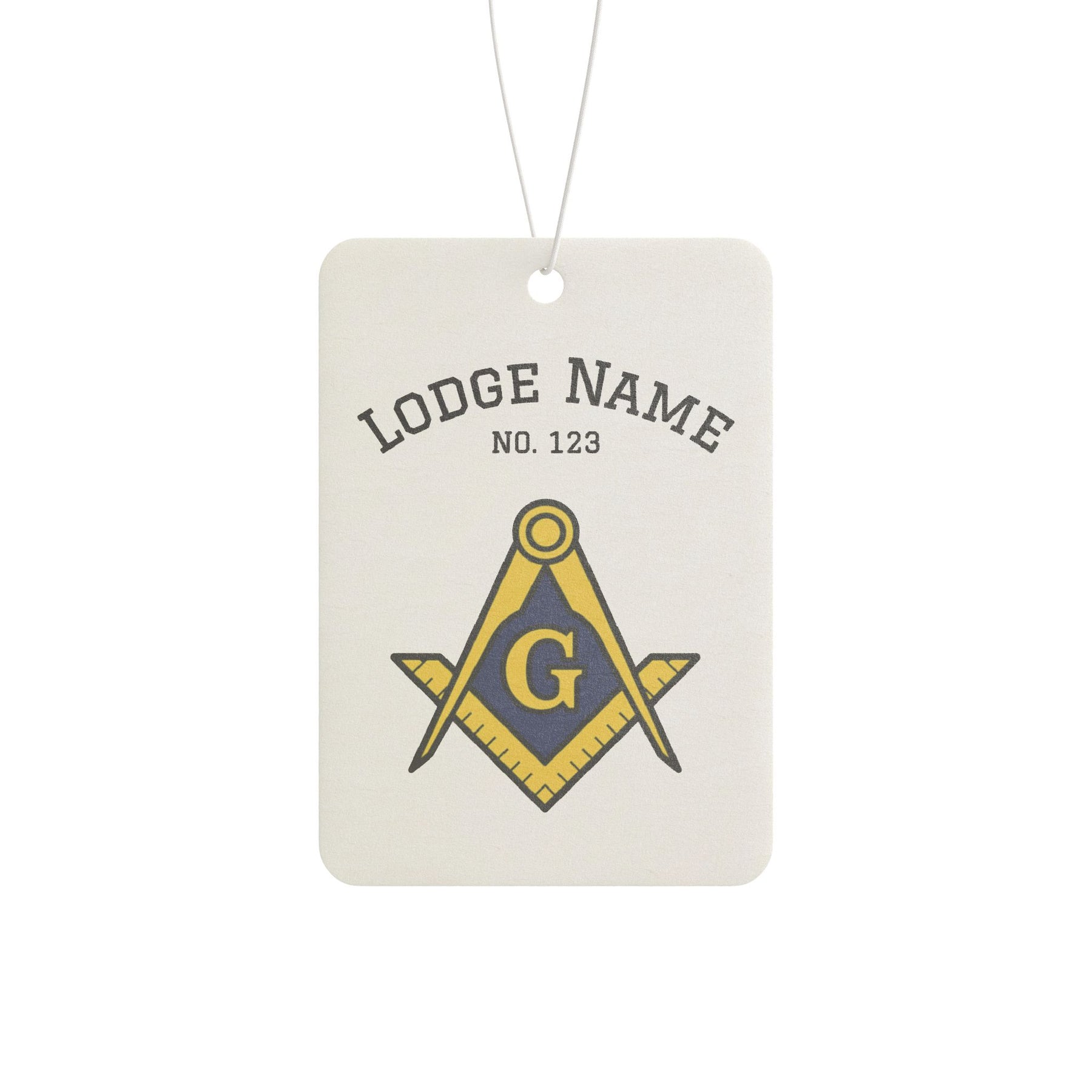 Master Mason Blue Lodge Car Air Freshener - Square & Compass G With Personalization - Bricks Masons