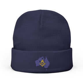 Master Mason Blue Lodge Australia Jurisdiction Beanie - Knit Embroidery Mason S&C - Bricks Masons