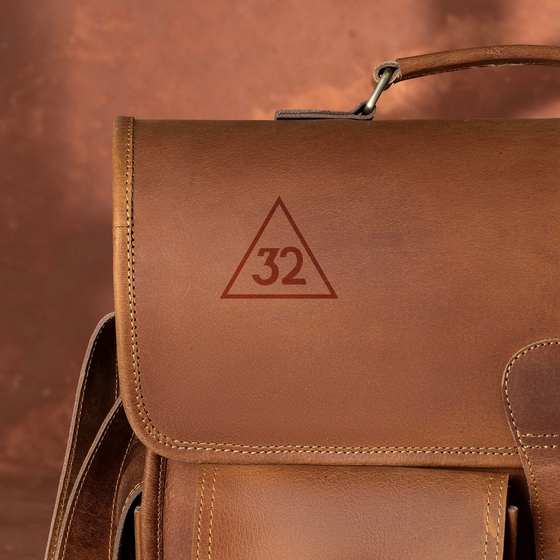 32nd Degree Scottish Rite Briefcase - Genuine Leather Crazy Horse Finish - Bricks Masons