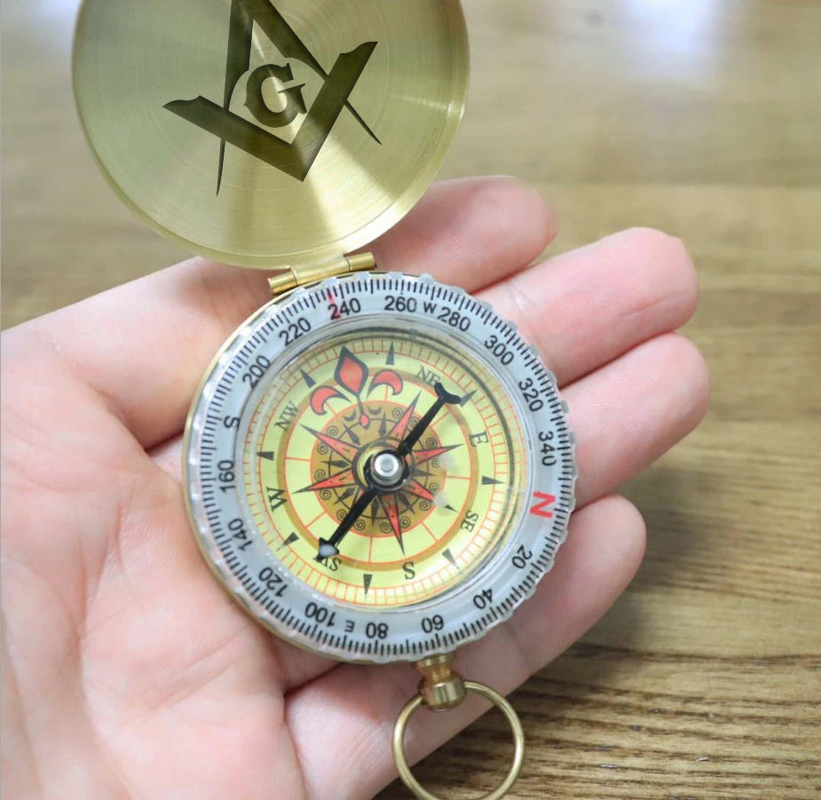 Master Mason Blue Lodge Compass - Gold Plating With Personalization - Bricks Masons