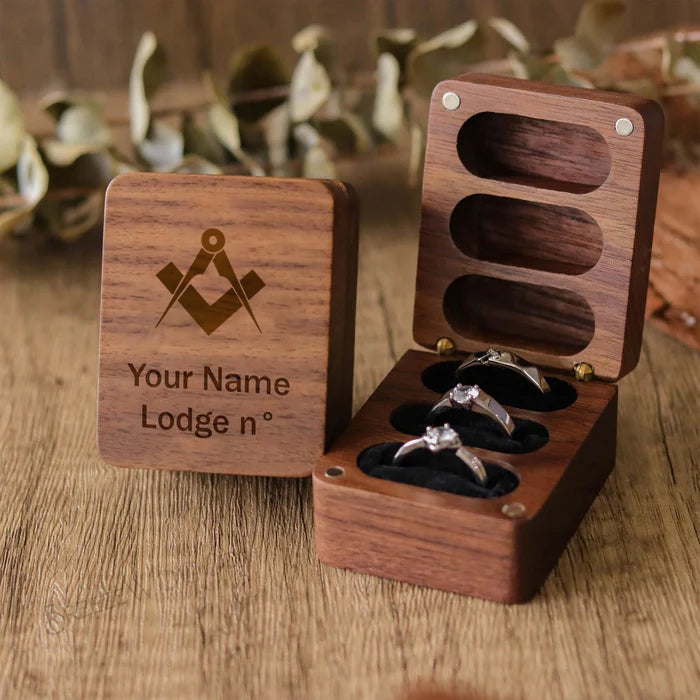 Master Mason Blue Lodge Jewelry Box - Wooden Customizable - Bricks Masons