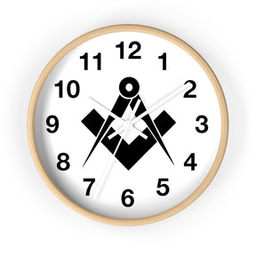 Master Mason Blue Lodge Clock - Square & Compass Wooden Frame