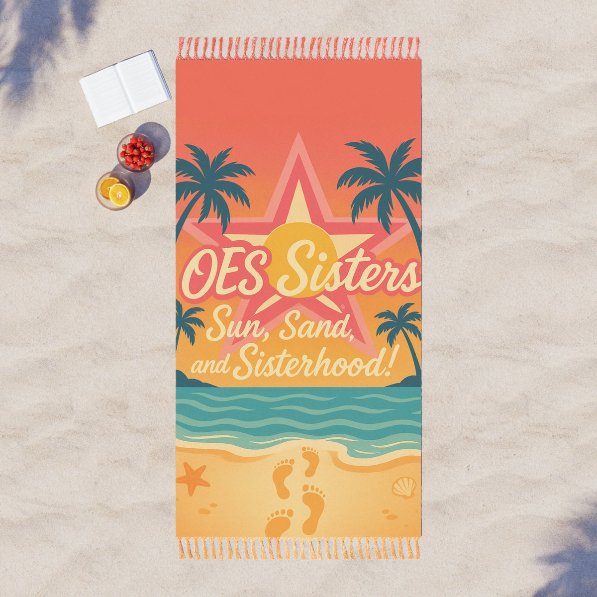 OES Towel - Polyester With Knotted Tassels Beach Cloth - Bricks Masons