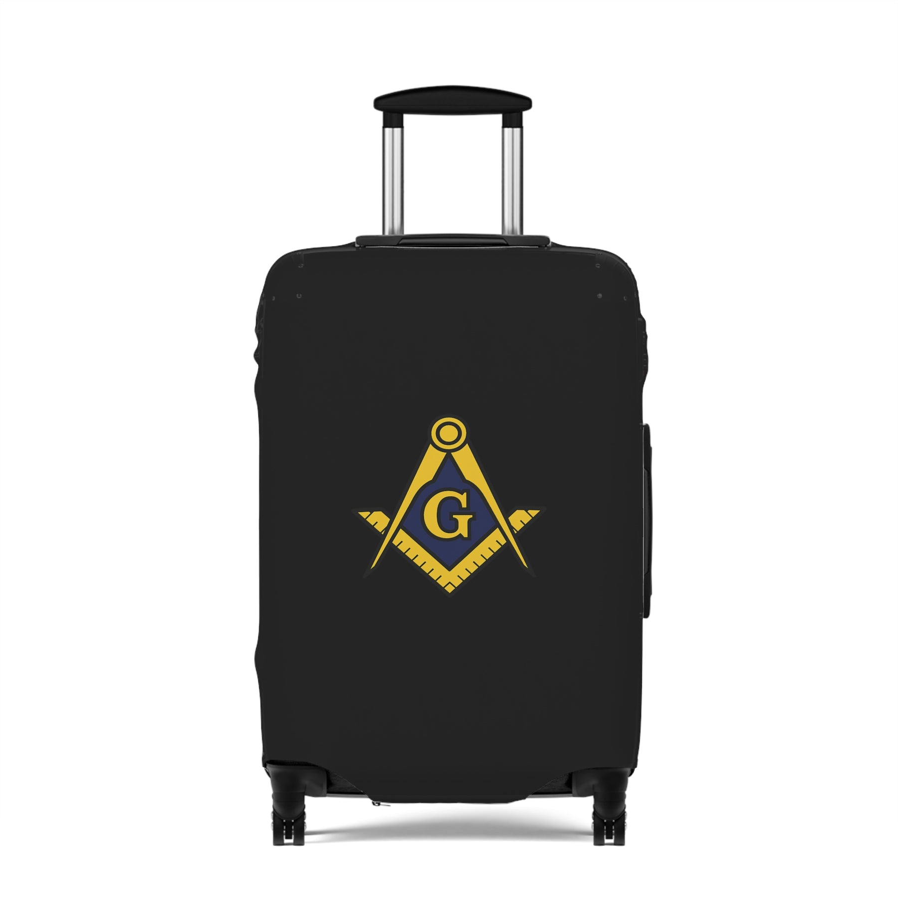 Master Mason Blue Lodge Luggage Cover - Blue & Yellow Square & Compasses G Emblem