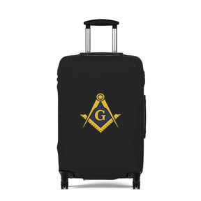 Master Mason Blue Lodge Luggage Cover - Blue & Yellow Square & Compasses G Emblem