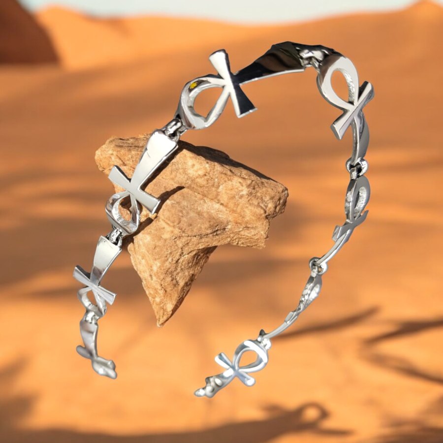 Ankh Cross of Life Bracelet in Silver 3 x 1 cm 16 g Art 831 - Bricks Masons