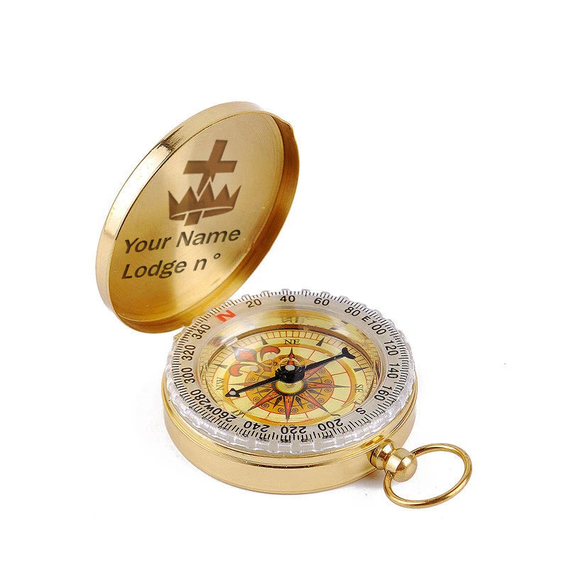 Knights Templar Navigational Compass - Gold Plating With Personalization