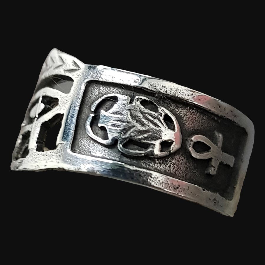 Horus Eye Ring Silver Ankh Scarab 5 Gr 1.5 X Cm Art 872 - Bricks Masons