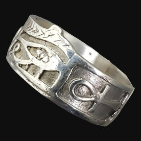 Egyptian Eye of Horus Ring with Ankh, Silver, 1 cm, 4 g, Art. 873 - Bricks Masons
