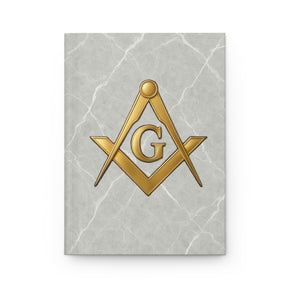 Master Mason Blue Lodge Journal - White Marble Finish Square & Compass G Notebook - Bricks Masons