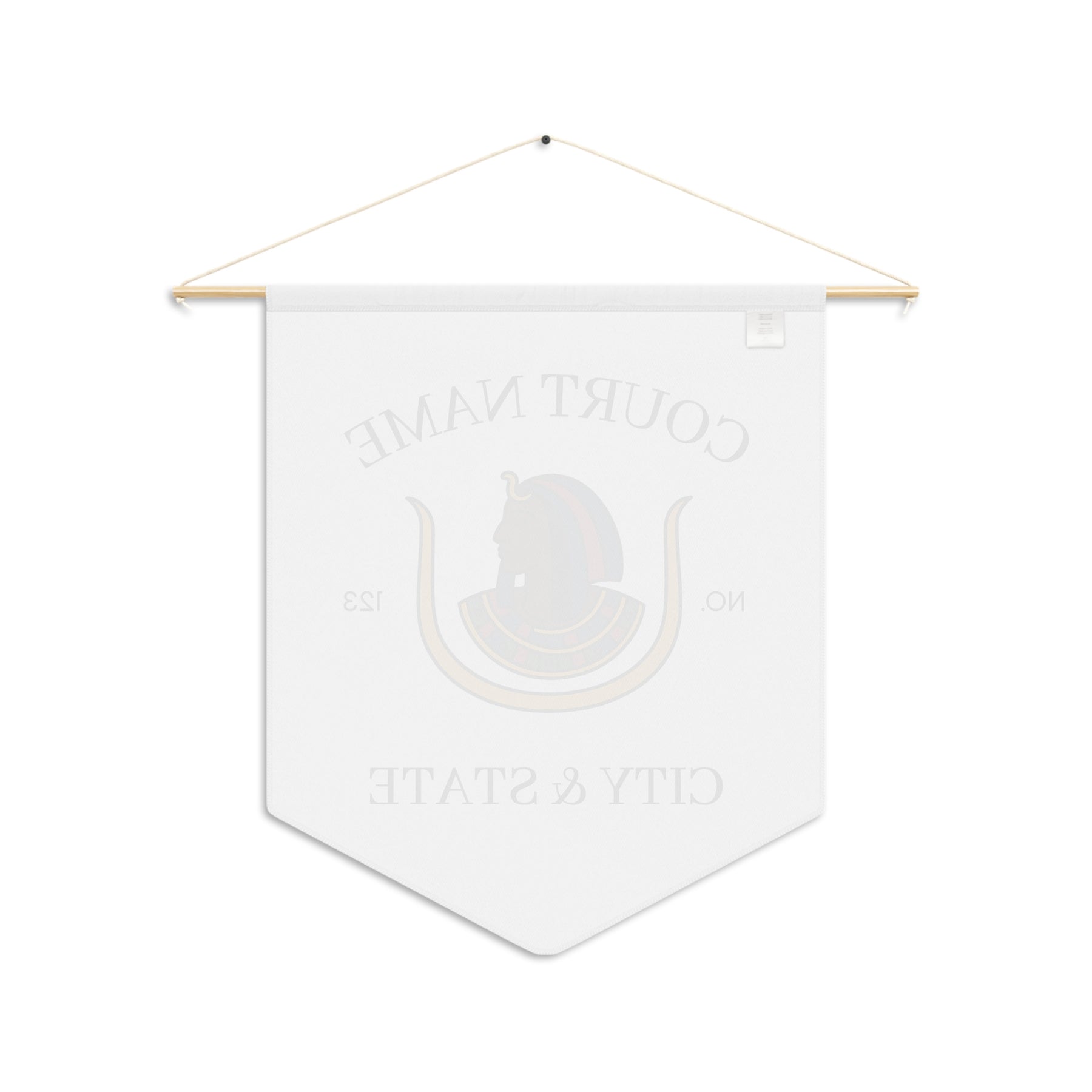 DOI Pennant - Personalized White Polyester Twill with Wooden Dowel - Bricks Masons