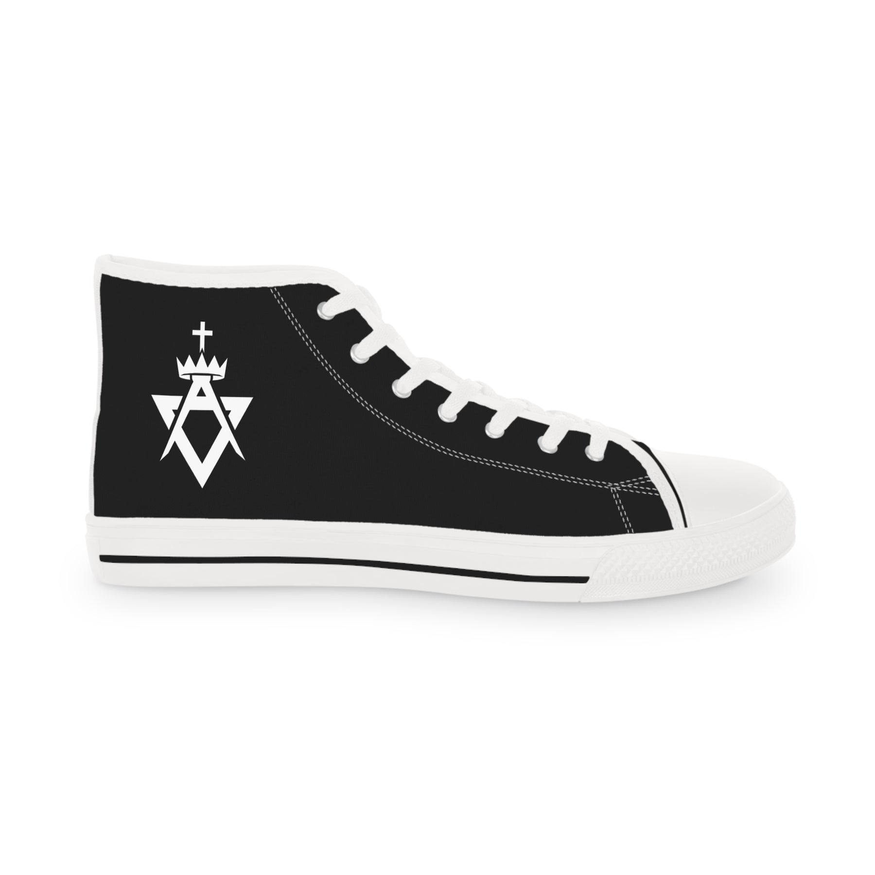 Allied Masonic Degrees Sneaker - High Top Black & White AMD White Emblem - Bricks Masons