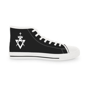 Allied Masonic Degrees Sneaker - High Top Black & White AMD White Emblem - Bricks Masons