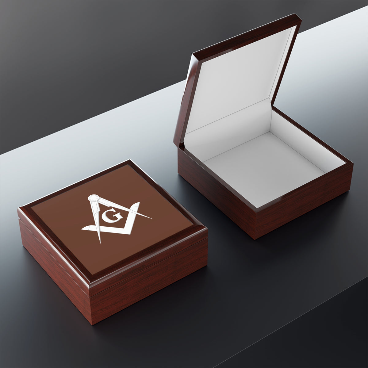 Master Mason Blue Lodge Jewelry Box - Square & Compasses with G Emblem