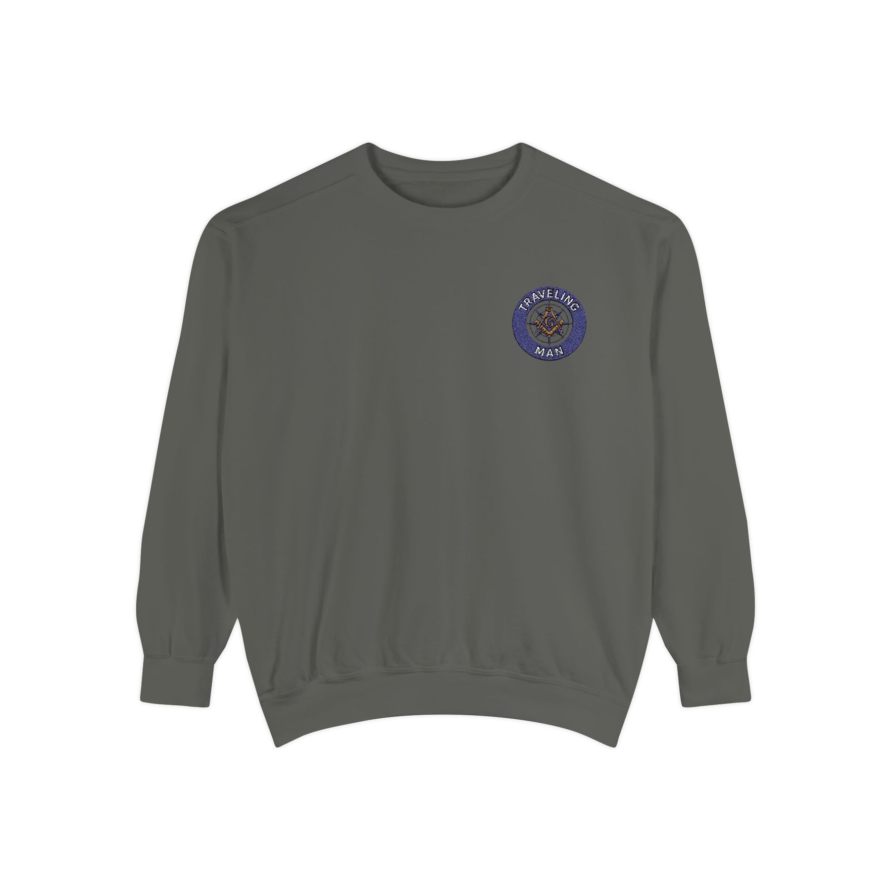 Master Mason Blue Lodge Sweatshirt - Embroidered Emblem Traveling Man - Bricks Masons