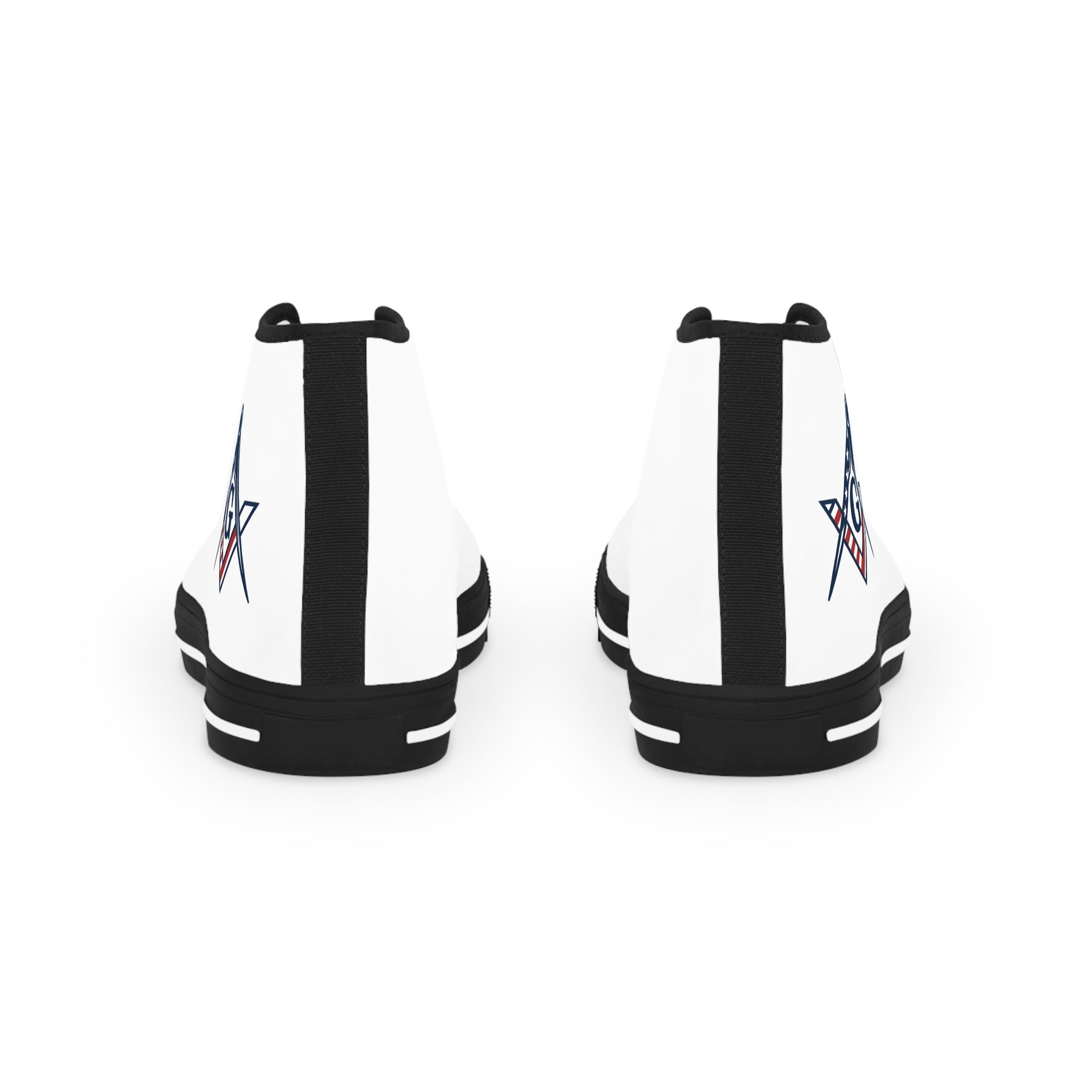 Master Mason Blue Lodge Sneaker - High Top Black & White Sole with USA FLAG S&C G - Bricks Masons