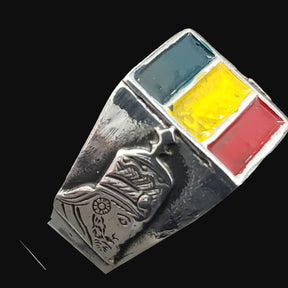 Rastafari Ring African Flag Silver 11 Gr 1.1 Cm Art 898 - Bricks Masons