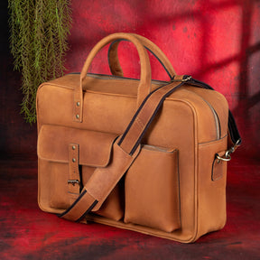 33rd Degree Scottish Rite Briefcase - Wings Up Brown Leather - Bricks Masons