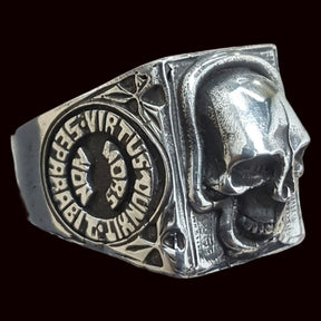 Virtus Junxit Masonic Ring 2 X 1.5 Cm In Silver 16 gr Art 91 - Bricks Masons