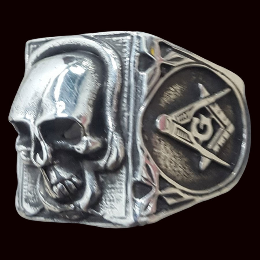 Virtus Junxit Masonic Ring 2 X 1.5 Cm In Silver 16 gr Art 91 - Bricks Masons