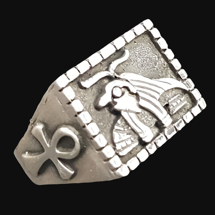 Pharos Rings Egyptian Pharaoh Ring with Horus and Ankh in Silver 1.5 cm 10 g Art 915 ...