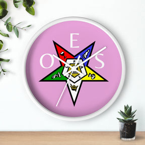 OES Clock - Pink Dial with OES Emblem and Inscription - Bricks Masons