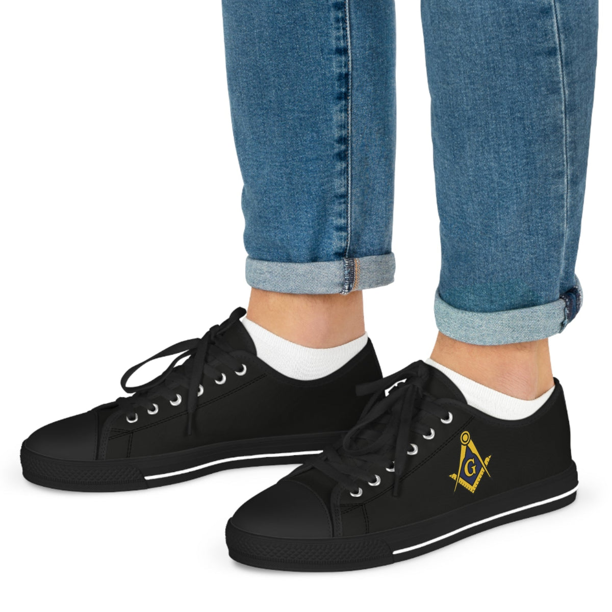 Master Mason Blue Lodge Sneaker - Low Top Sneaker Black & White Sole - Bricks Masons