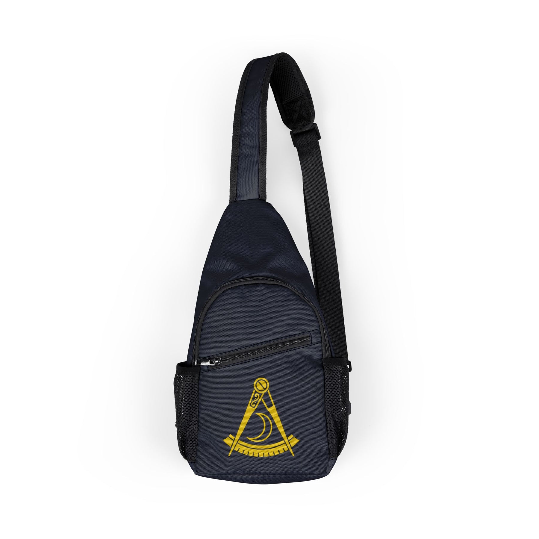 District Deputy Grand Master Blue Lodge Crossbody Bag - Black & Gold Nylon - Bricks Masons