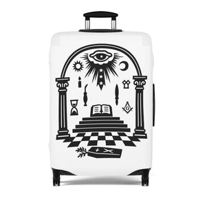 Master Mason Blue Lodge Luggage Cover - Temple Scene with Square & Compass