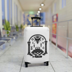Master Mason Blue Lodge Luggage Cover - Temple Scene with Square & Compass