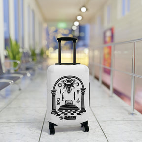Master Mason Blue Lodge Luggage Cover - Temple Scene with Square & Compass