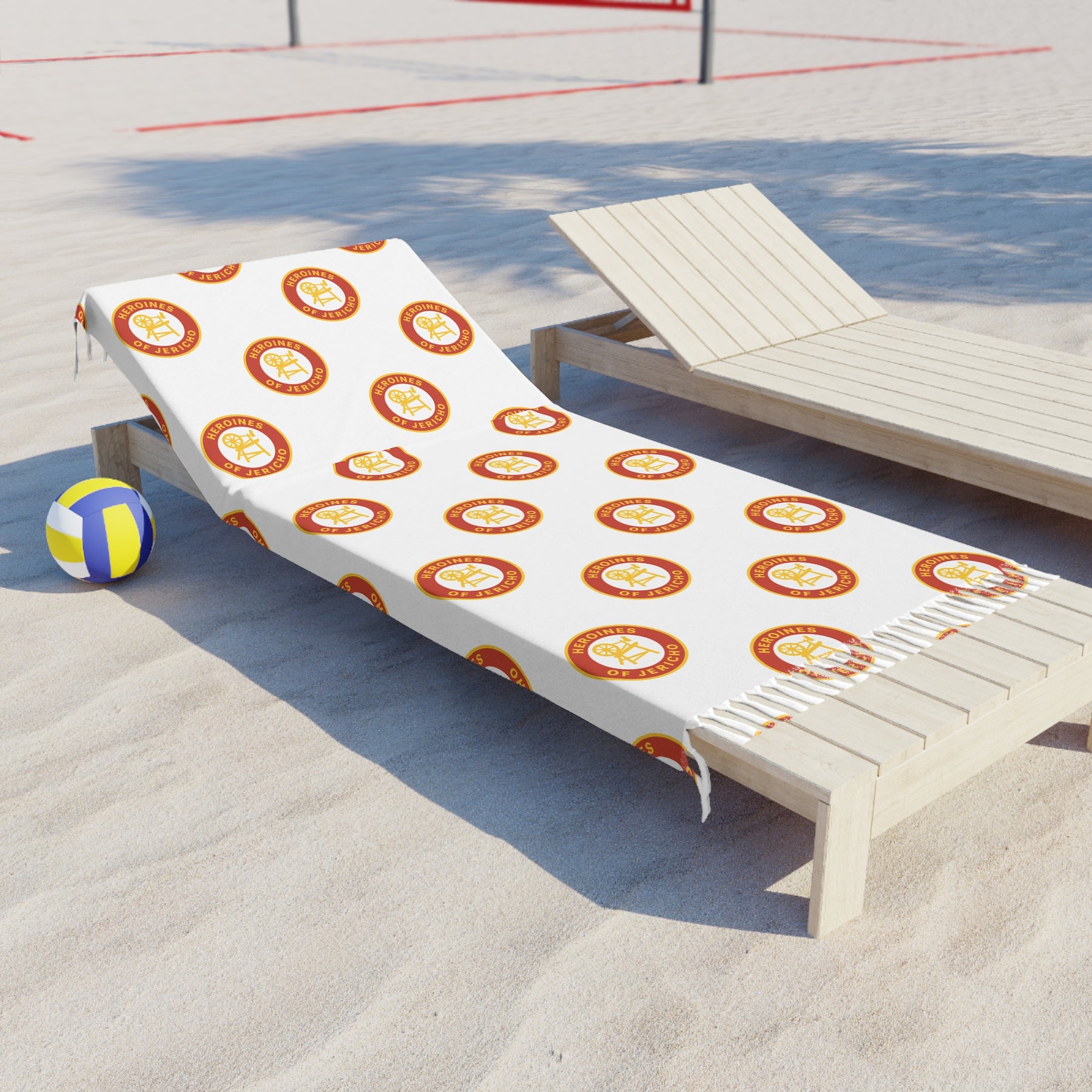 Heroines of Jericho Towel - White Polyester With Knotted Tassels Beach Cloth - Bricks Masons