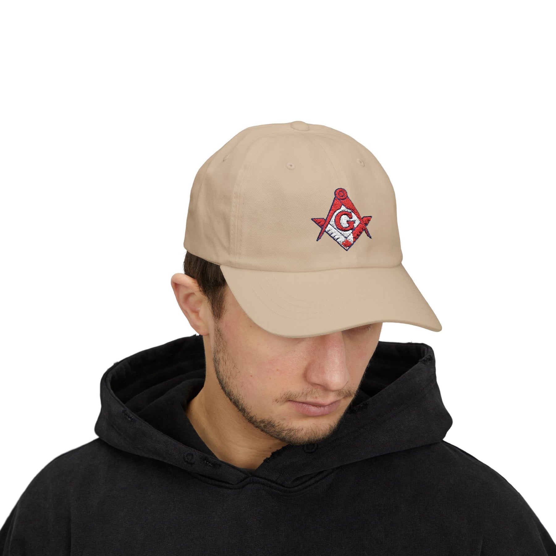 Master Mason Blue Lodge Canada Jurisdiction Baseball Cap - Red & White Square & Compass G - Bricks Masons