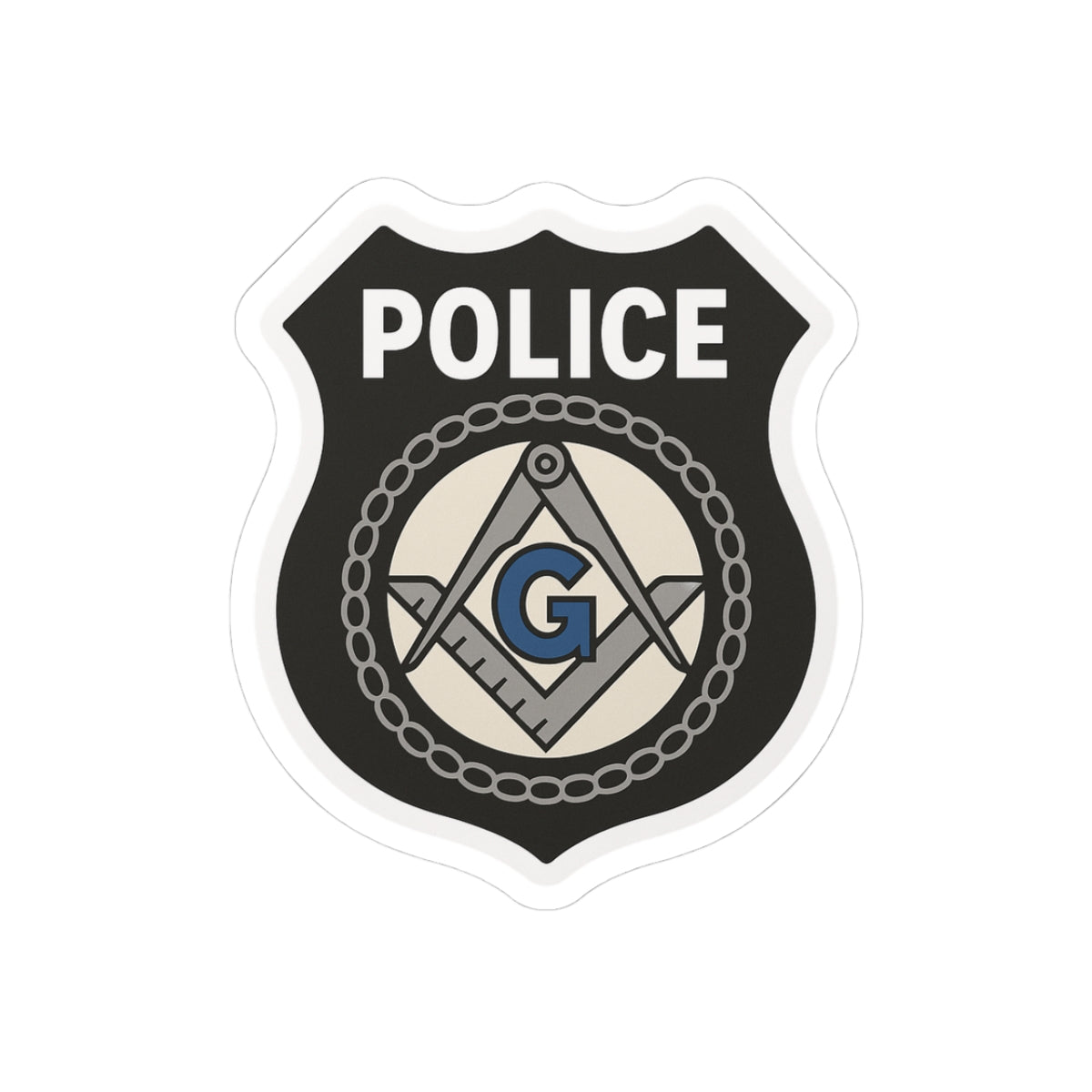 Master Mason Blue Lodge Sticker Decal - Kiss-Cut Police Badge - Bricks Masons